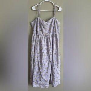 Floral linen midi dress